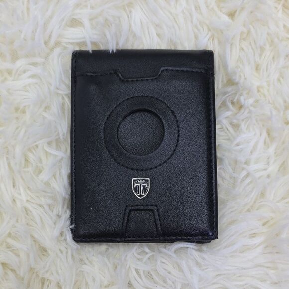5 For $25 Travando AIRTAG Black Leather Wallet with Emblem - Picture 1 of 5
